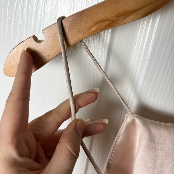 Significant Other Vienna High Neck Open Strap Back Satin Midi Dress Blush 10 - Picture 4 of 9